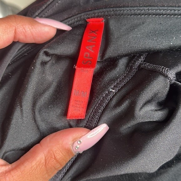 SPANX faux leather moto black high waisted leggings pants 2437 size M - Picture 7 of 7